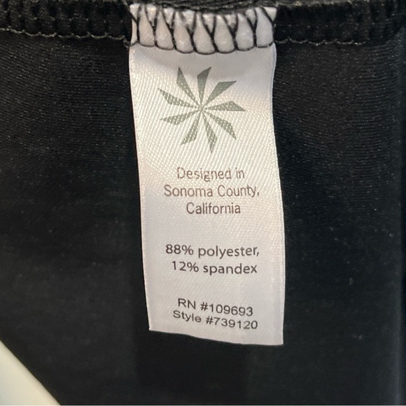 Athleta Dress Womens Black Nectar Faux Wrap Ruched Side Surplice Stretch Size MP - Picture 9 of 10